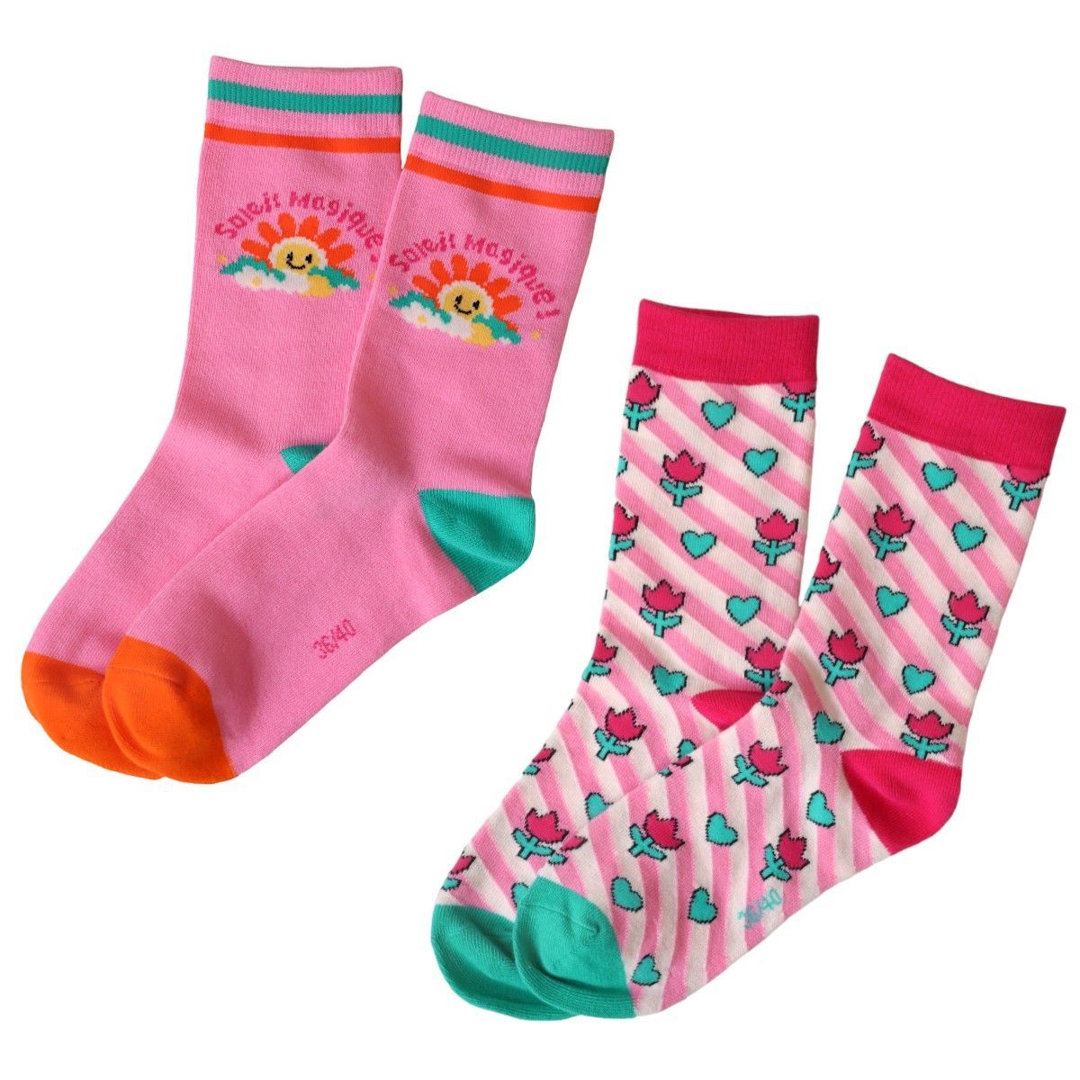 Duo lot chaussettes Tulipes adulte enfant - Zou Bisou Bisou !