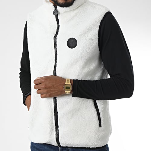 Veste Zippée Fourrure Mouton Sans Manches Pecora Blanc