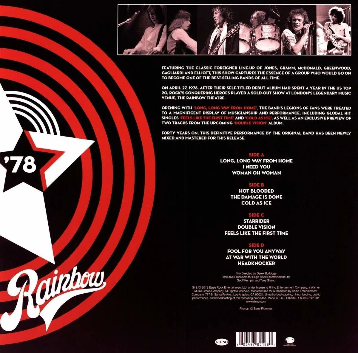 Foreigner - Live at The Rainbow 78 Disques vinyle Pop Rock