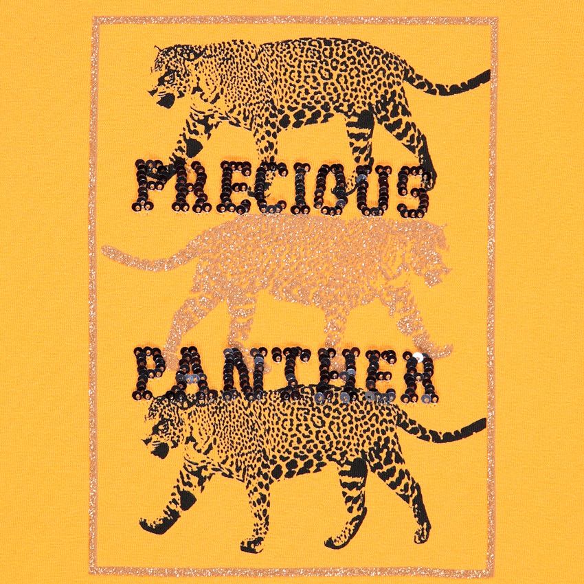 T-shirt manches longues en coton à motif brillant pour enfant fille - Jaune