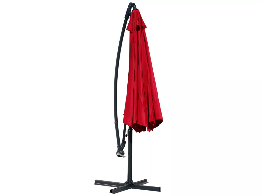 Parapluie de jardin Parasol Rouge 3x3 en Acier Ouverture à manivelle