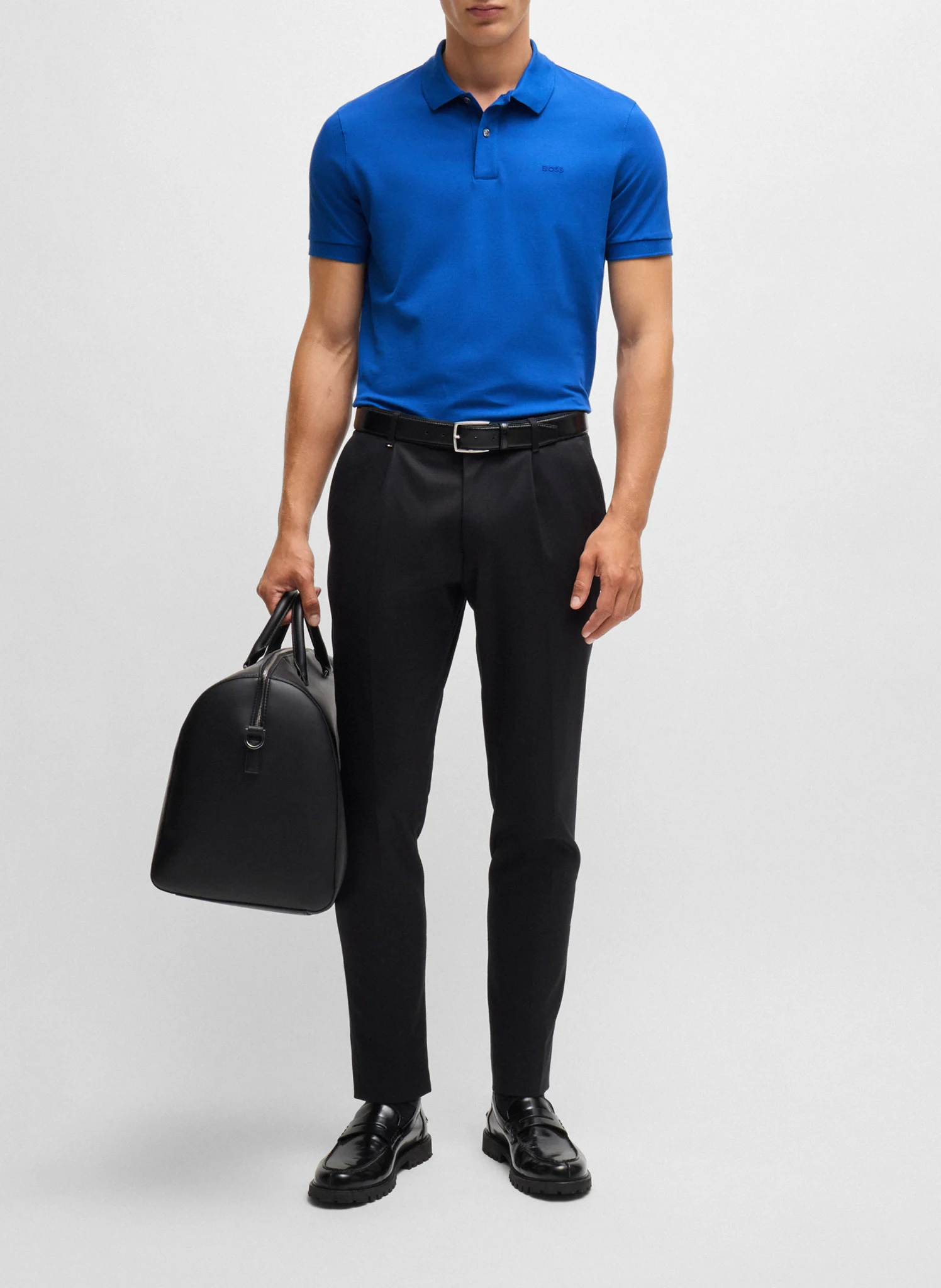 Polo regular-fit en coton bio| Bleu