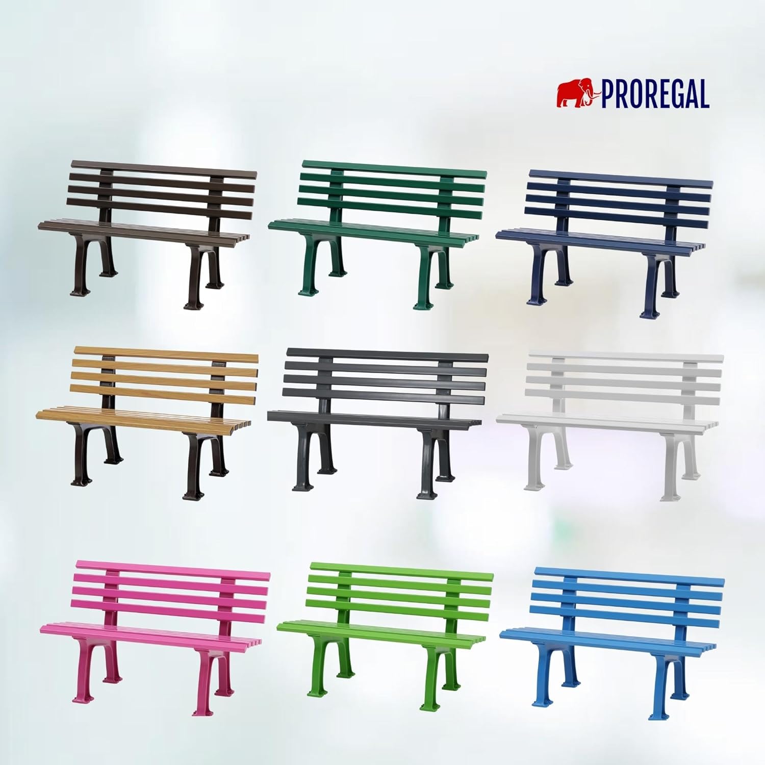 PROREGAL Gartenbank Antigua | 2-Sitzer | Blau | HxBxT 74x120x54cm | Witterungs- & UV-beständiger Kunststoff | Parkbank Sitzbank Außenbereich Garten Balkon Terrasse