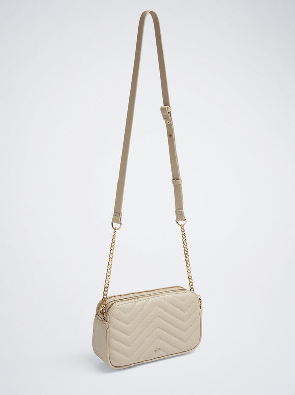 Bolsa acolchoada com corrente - Cru