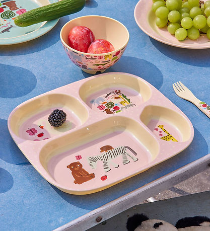 Rice Geschirr-Set - Melamin - 4 st. - Wildlife Print - Pink