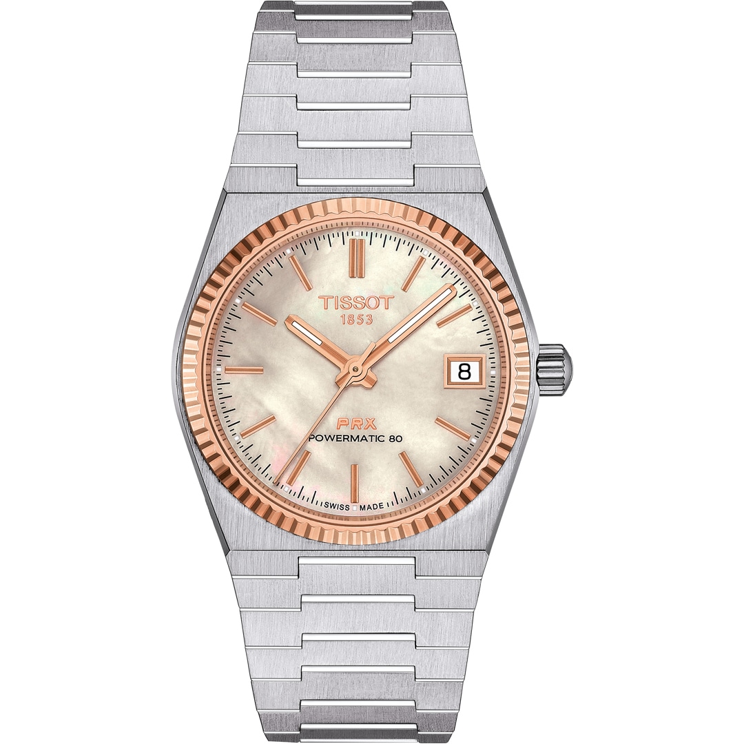 Tissot PRX 35 Powermatic 80 Perlmutt / 18 Karat Roségold