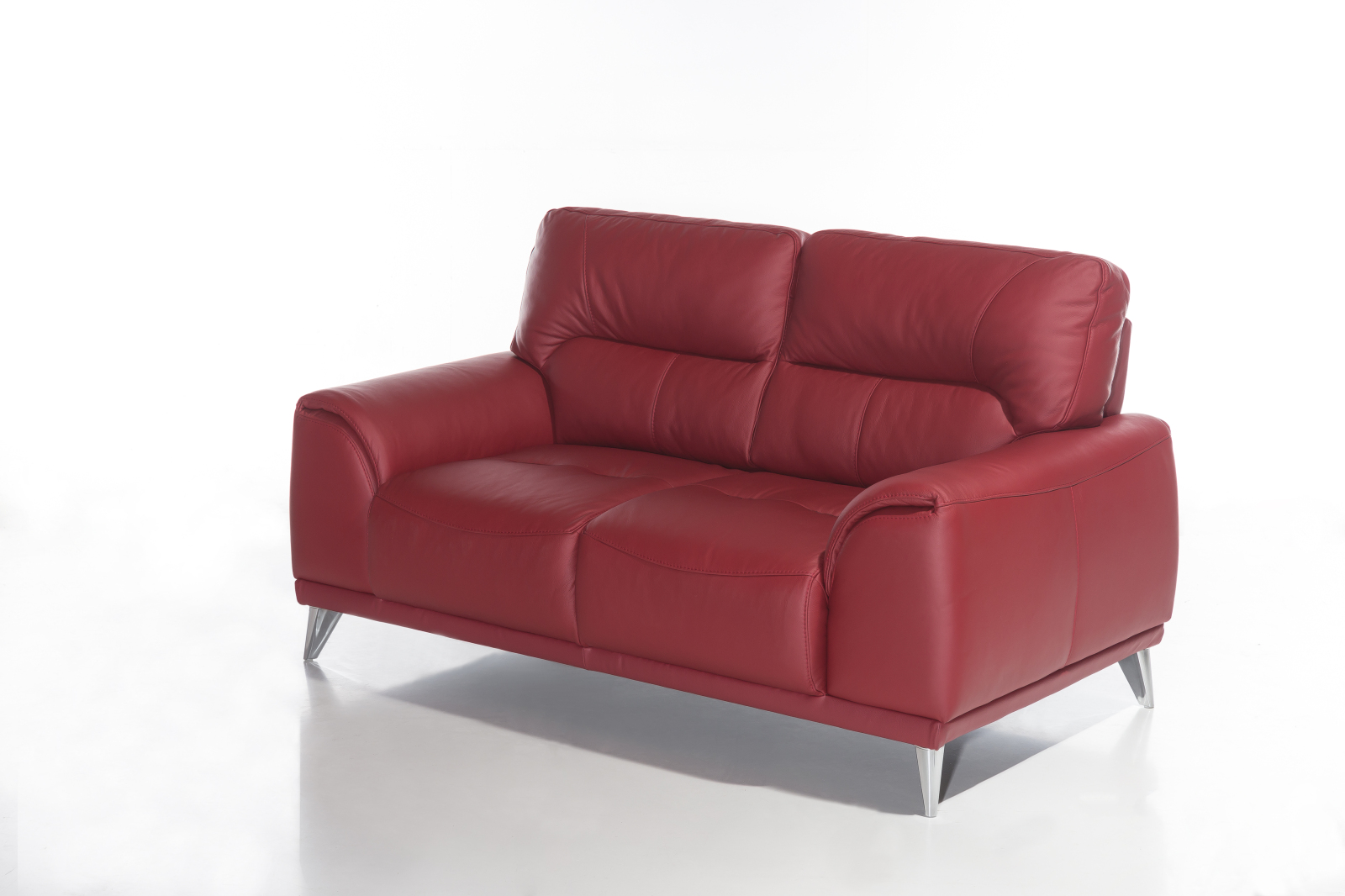 2-Sitzer Sofa - rot - Kunstleder