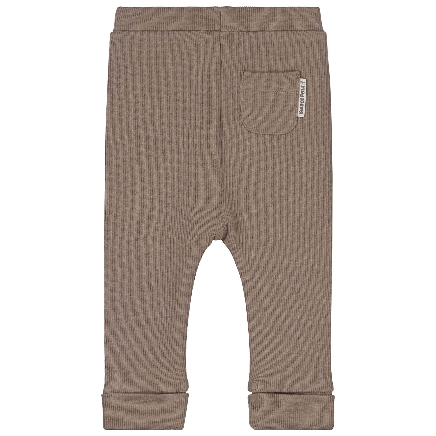 Sweet Petit Mini broek rib  effen taupe