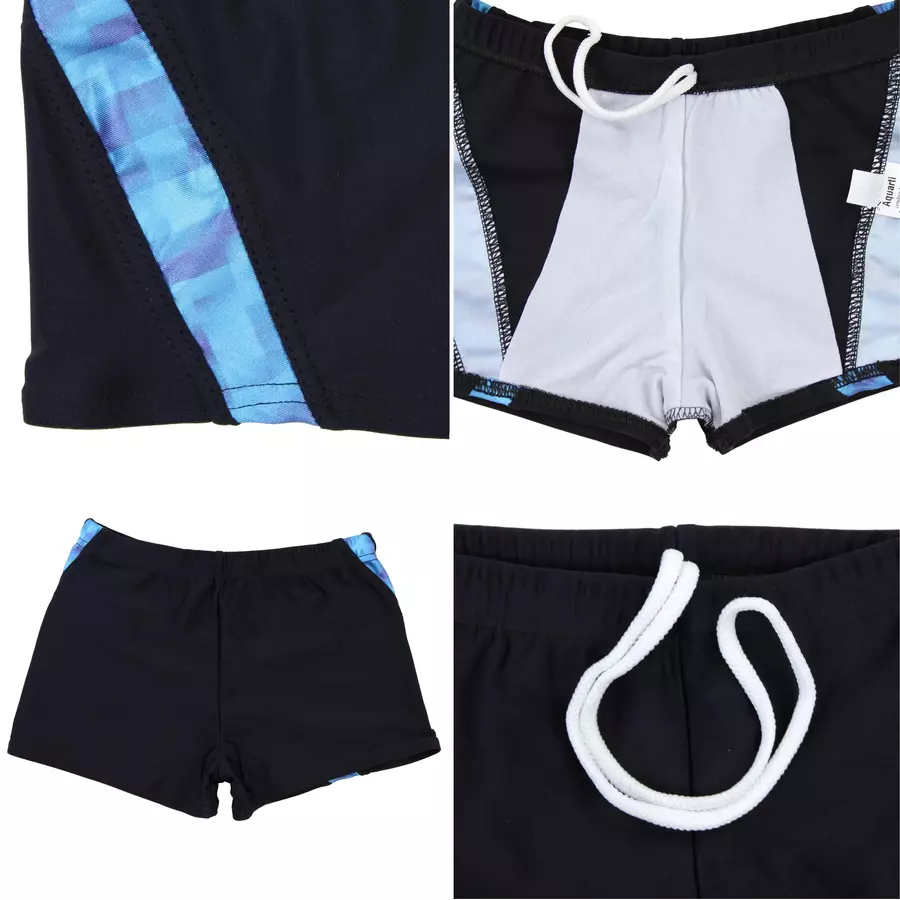 Aquarti Jungen Schwimmhose Kontrastfarbige Einsätze blau