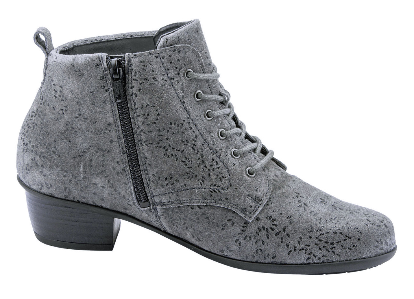 Waldläufer Schnür-Stiefelette mit floraler Prägung