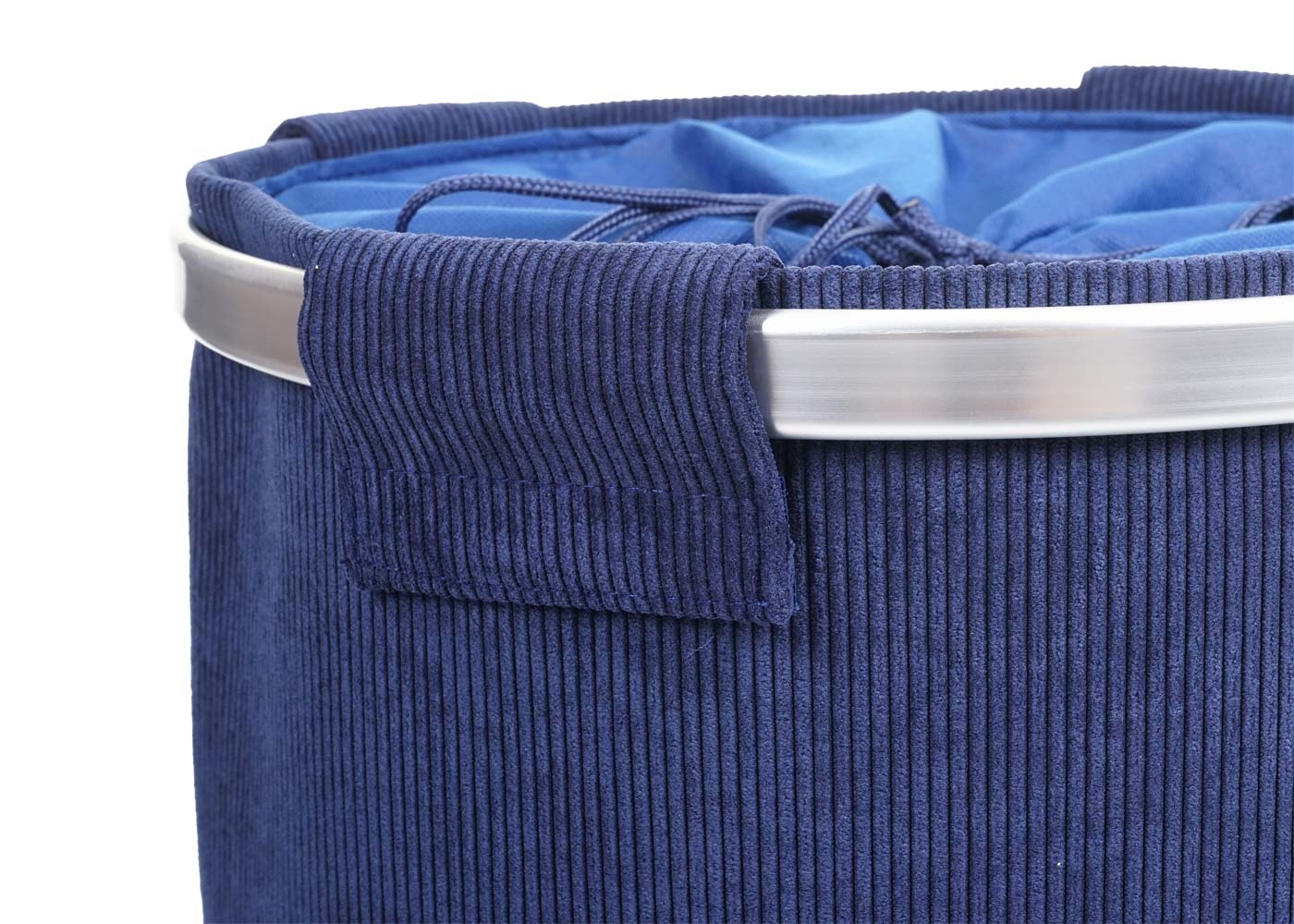 Wäschesammler MCW-C34, Laundry Wäschekorb Wäschebox Wäschesack Wäschebehälter mit Netz, 55x39cm 65l ~ cord blau