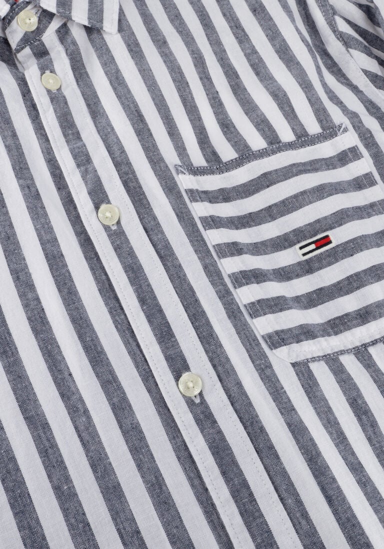 TOMMY JEANS blauw/wit gestreepte tommy jeans casual overhemd tjm clsc ls stripe linen shirt