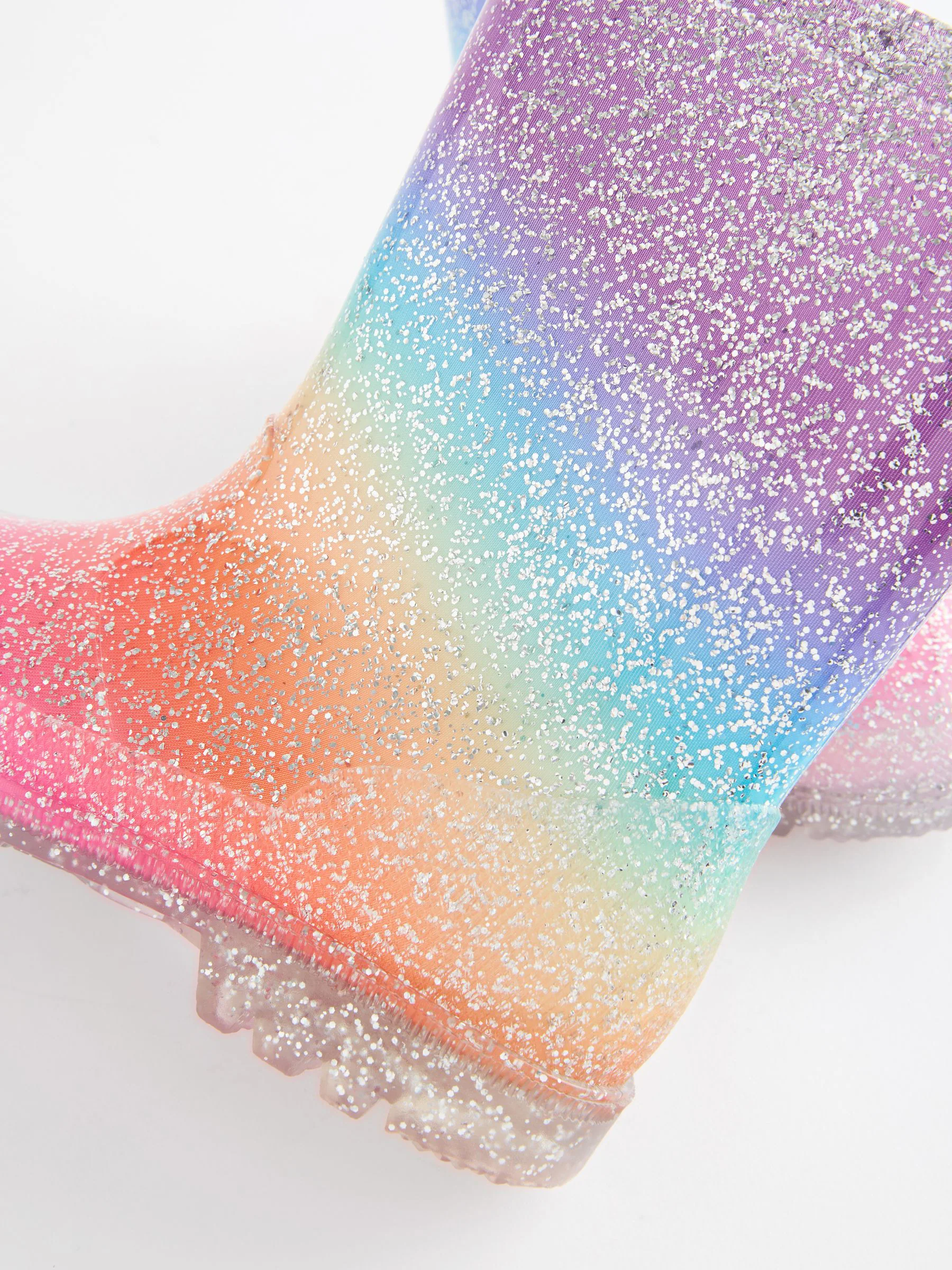 Regenboog - Regenlaarzen met glitters