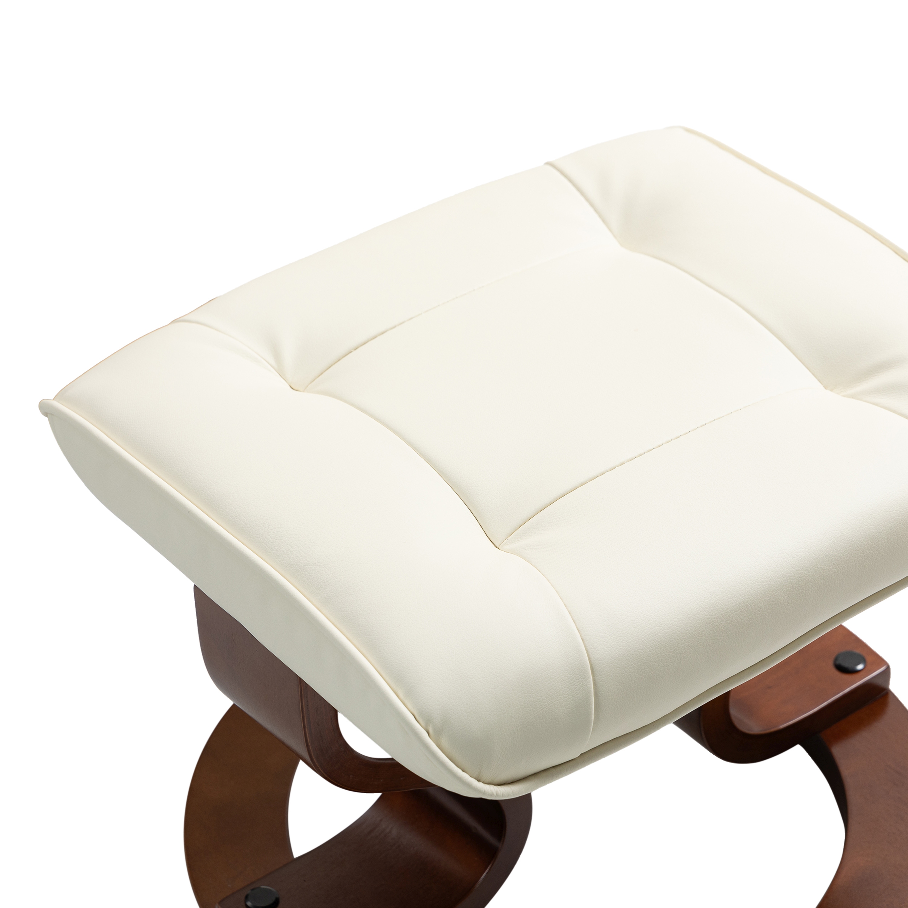 Relaxsessel Leder VITALII mit Hocker beige