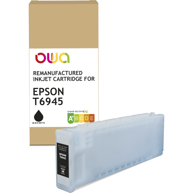 Cartouche d'encre traceur remanufacturée OWA - haute capacité - Noir Mat - pour EPSON T6945