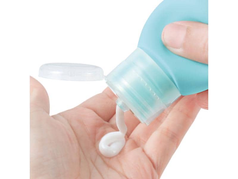 diaqua® Kosmetikflaschen 3er Set, Türkis/Hellgrün/Grau Silikonflaschen-Set