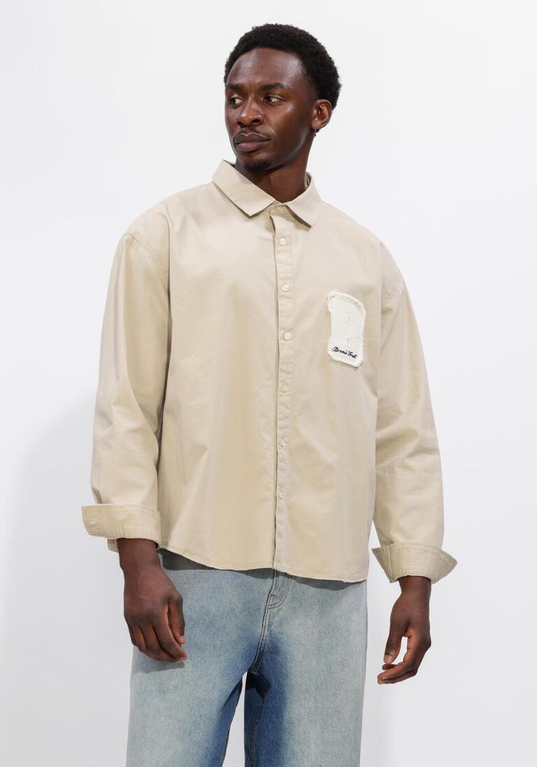 zand bram's fruit casual overhemd longsleeve varsity shirt