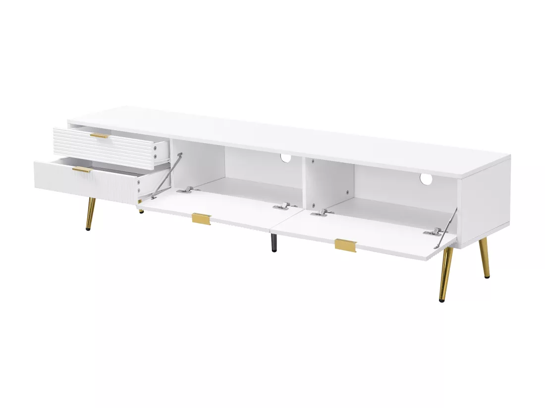 Meuble TV moderne 170 cm - avec 2 tiroirs et 2 portes - Blanc