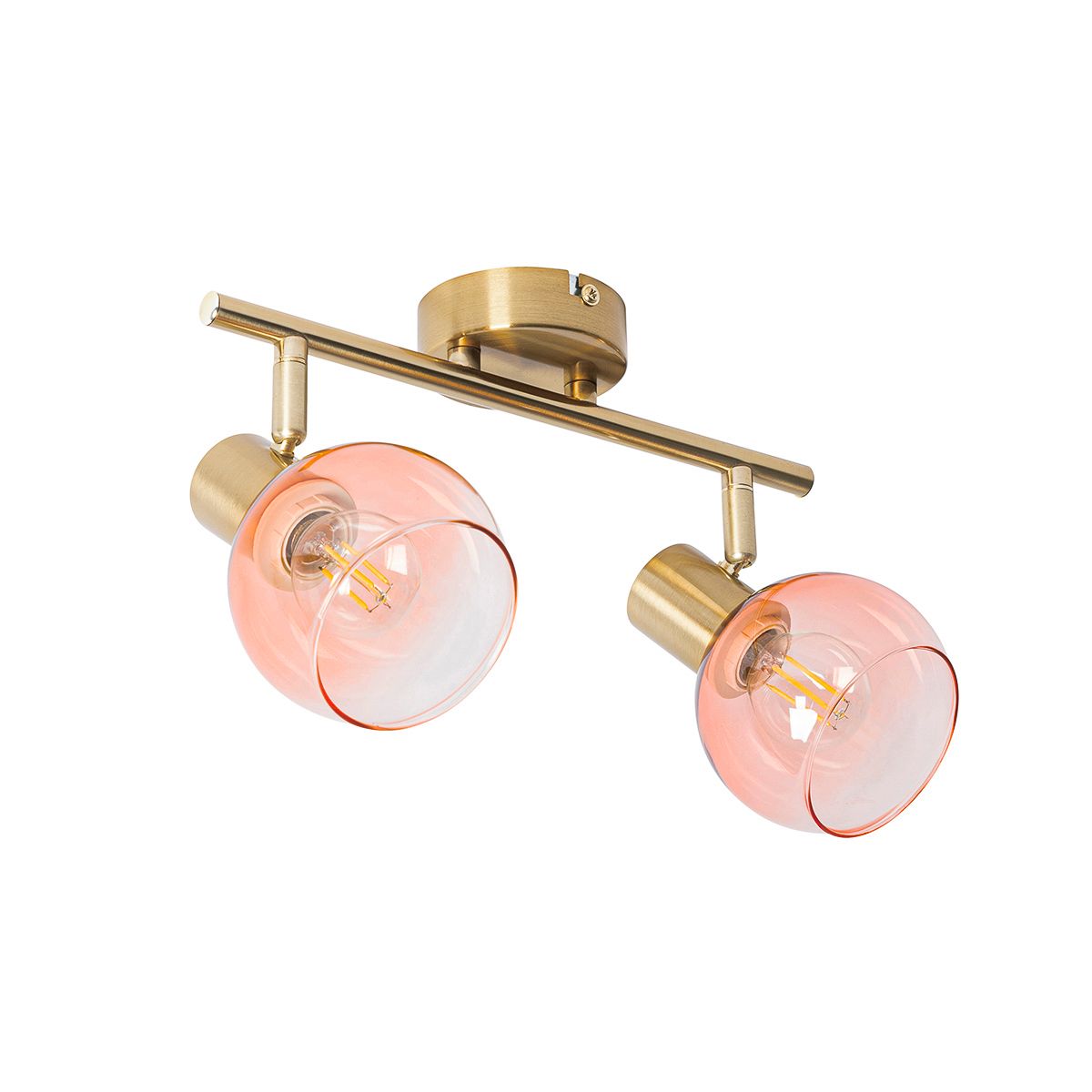 Art Deco spot goud met roze glas 2-lichts - Vidro