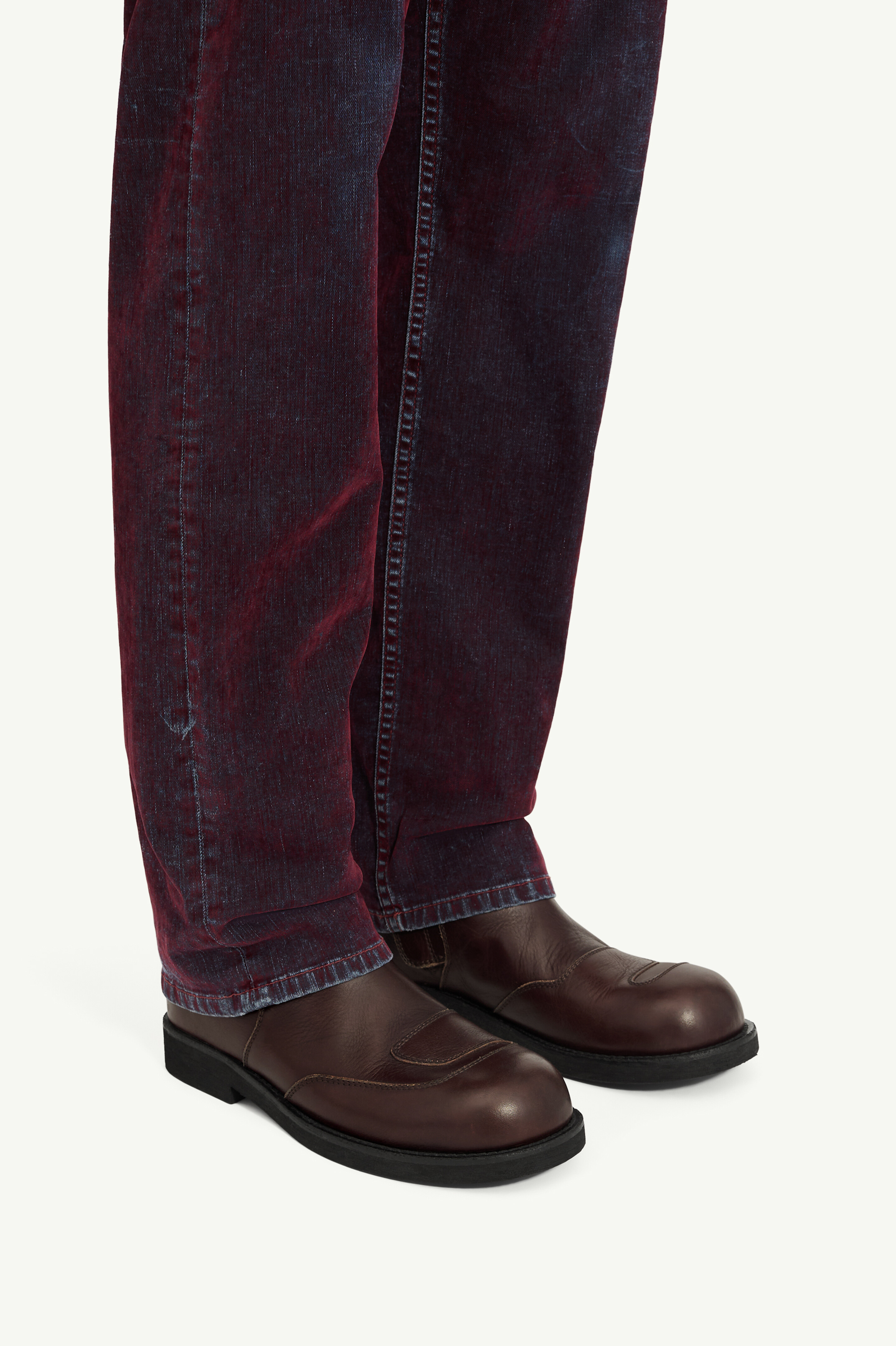 Bottines biker mi-mollet en cuir pour homme | MM6 Châtaigne