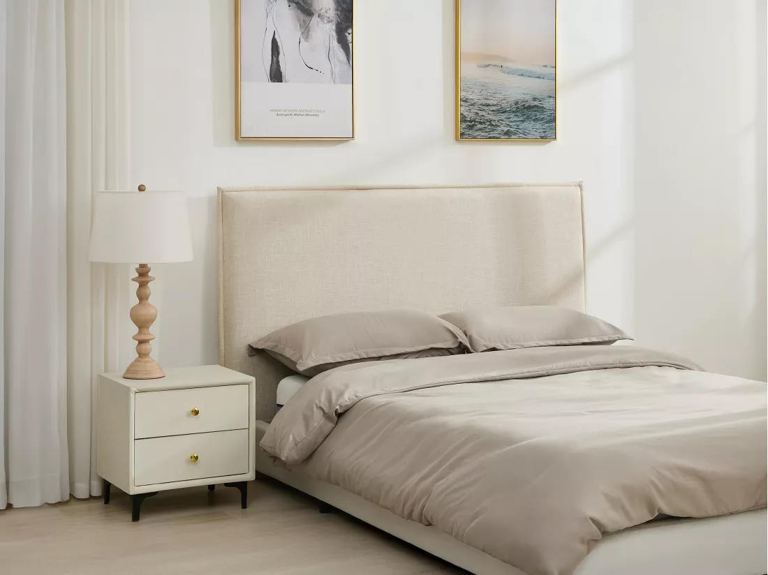 Tête de lit déhoussable 170 cm - Coton et lin - Beige - TAHIME