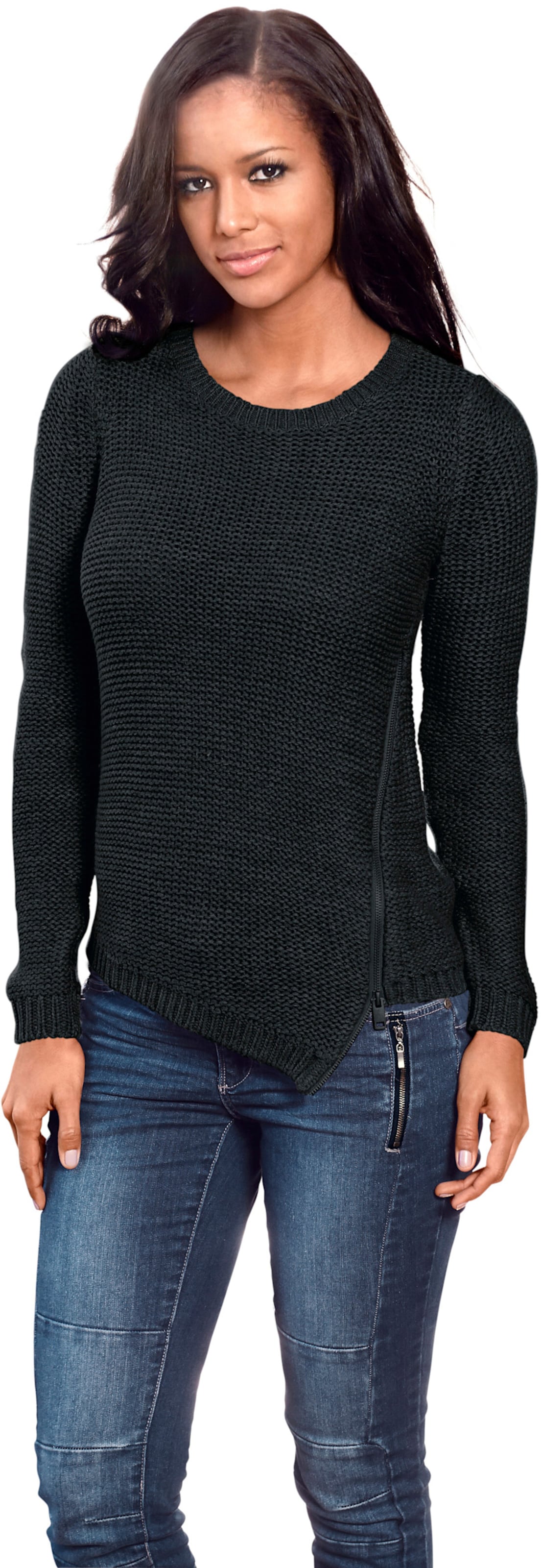heine Rundhals-Pullover in schwarz