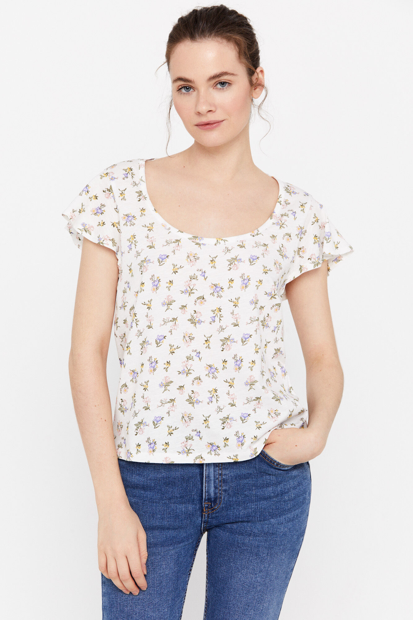 Camiseta com mangas combinadas - Multicolorida