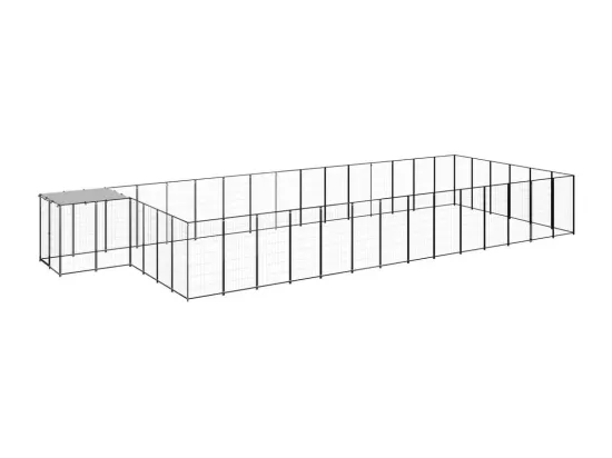 Chenil extérieur cage enclos noire 880 x 330 x 110 cm 02_0000516