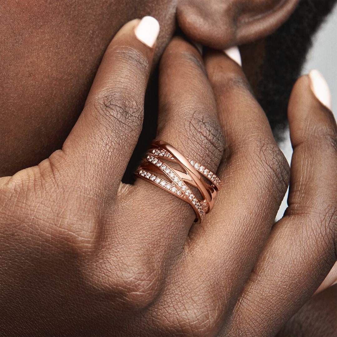 Pandora Rose Timeless Sparkling & Polished Lines Ring