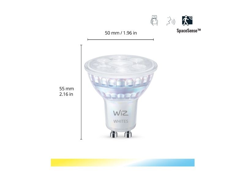 WiZ Leuchtmittel 50W GU10 Tunable White Doppelpack Smartes Leuchtmittel, steuerbar über Matter, WLAN