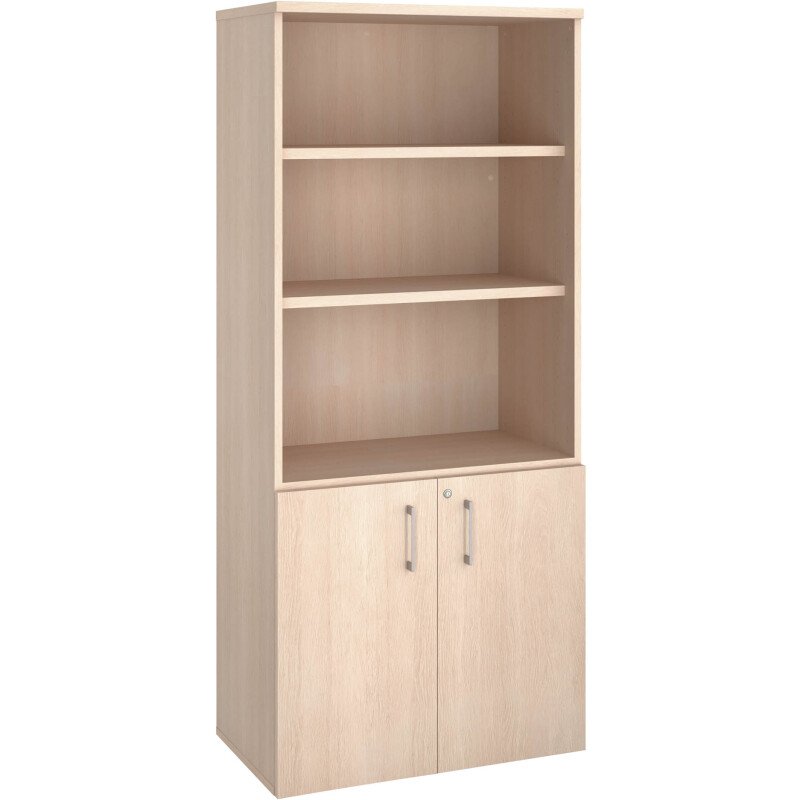 Bibliothèque bois avec portes ECLA H 182 x L 80 cm