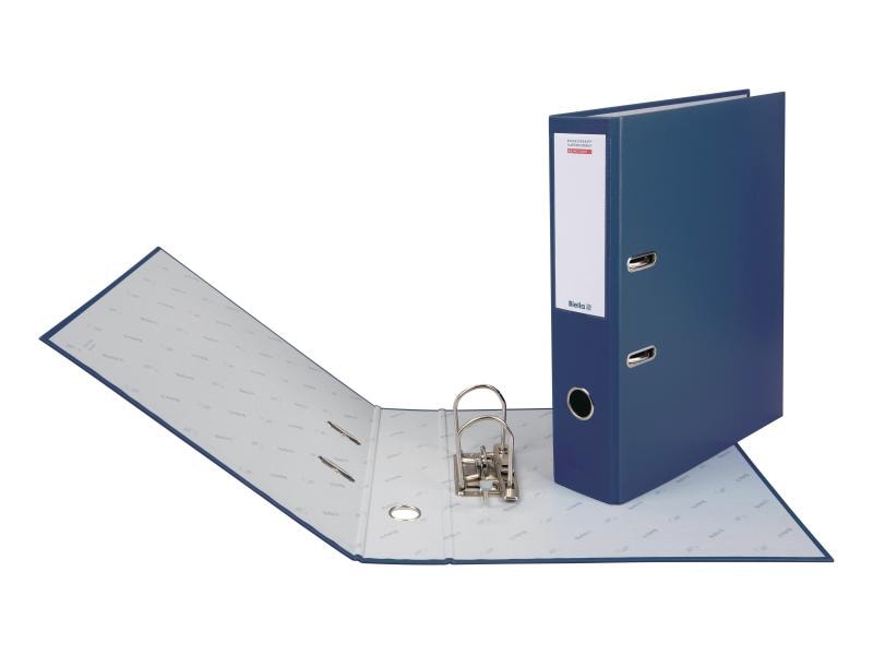 Biella Bundesordner A4 7 cm, Marineblau Mit Hebelmechanik Strong und mit Druck-Niederhalter