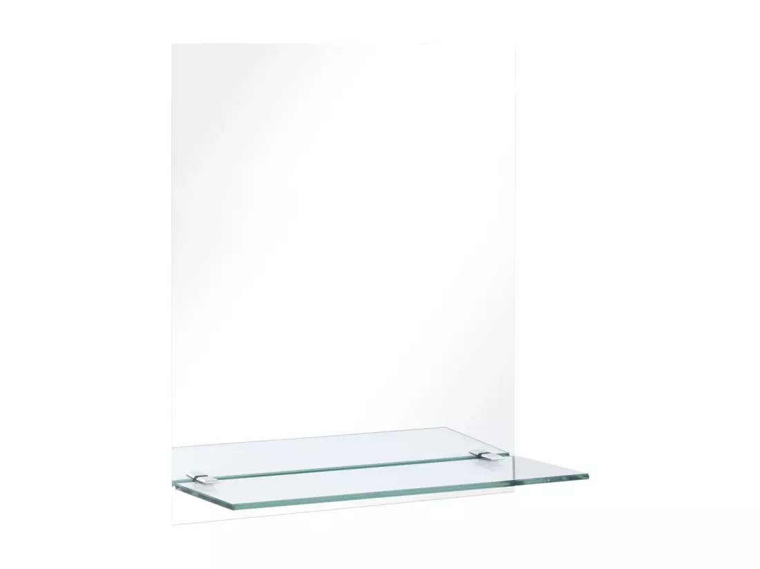 Miroir mural avec étagère 20x40 cm Verre trempé