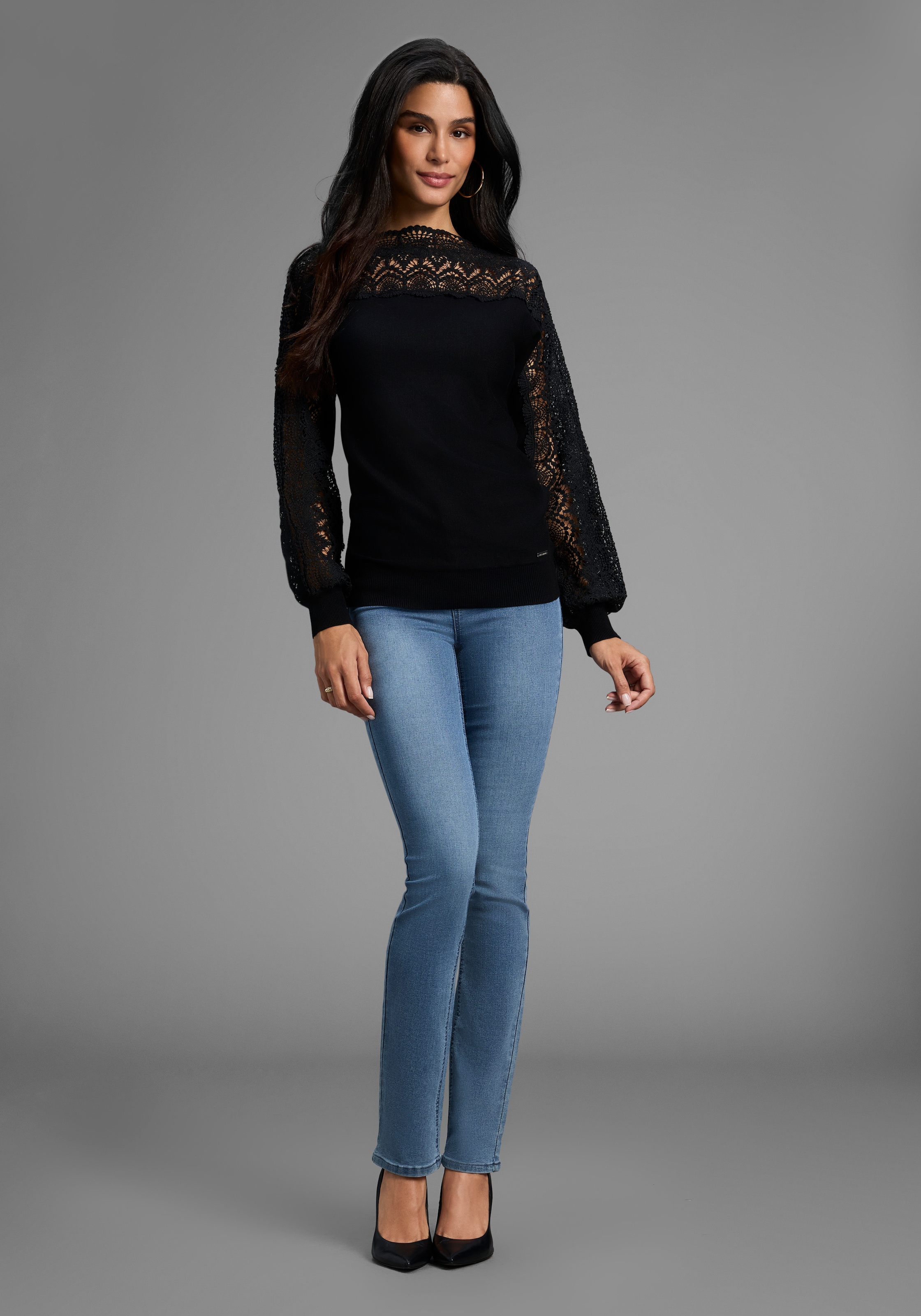 Bruno Banani Strickpullover , mit Spitze auf Ärmel und Schulter - NEUE KOLLEKTION