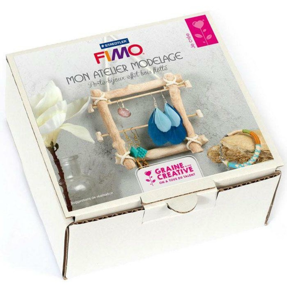 Coffret atelier modelage bijoux pâte polymère en bois flotté