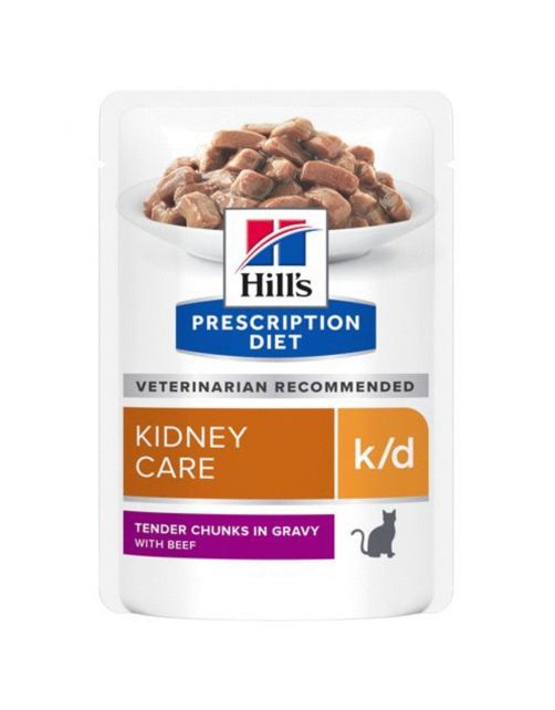 Hill's Prescription Diet K\/D Kidney Care Maaltijdzakjes - Kattenvoer - Rund 12x85 g