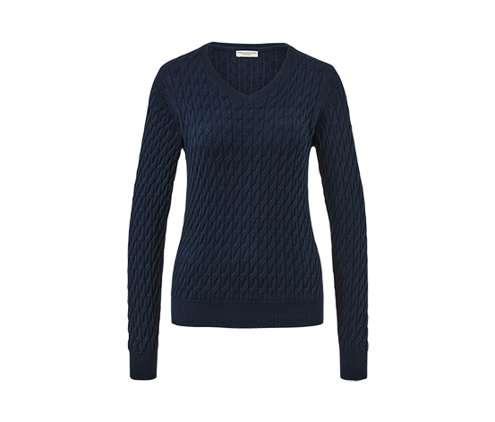 Zopfstrickpullover, dunkelblau