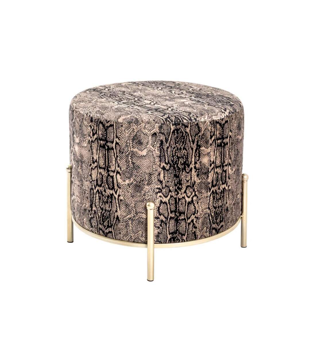 Paris Prix - Tabouret En Velours motif Serpent 35cm Marron