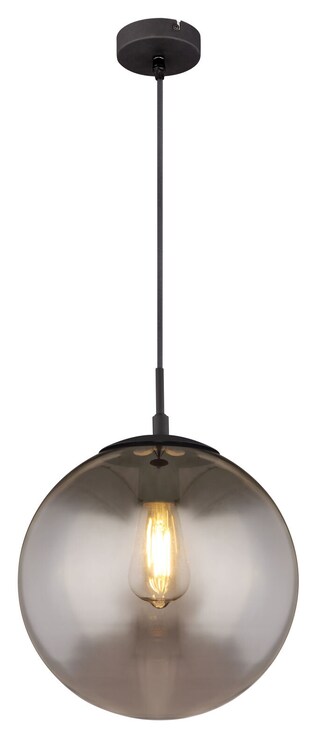 GLOBO Retrofit Pendelleuchte Blama 30x120 cm schwarz/rauchfarbig