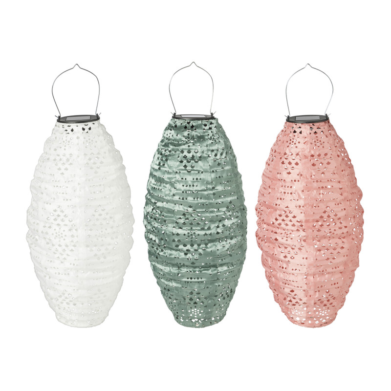 Solar barok lampion - roze - ø20x42 cm