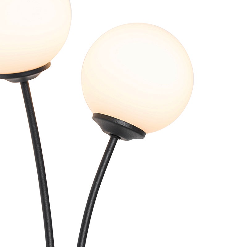 Moderne wandlamp, zwart met opaalglas, 2-lichts - Athene