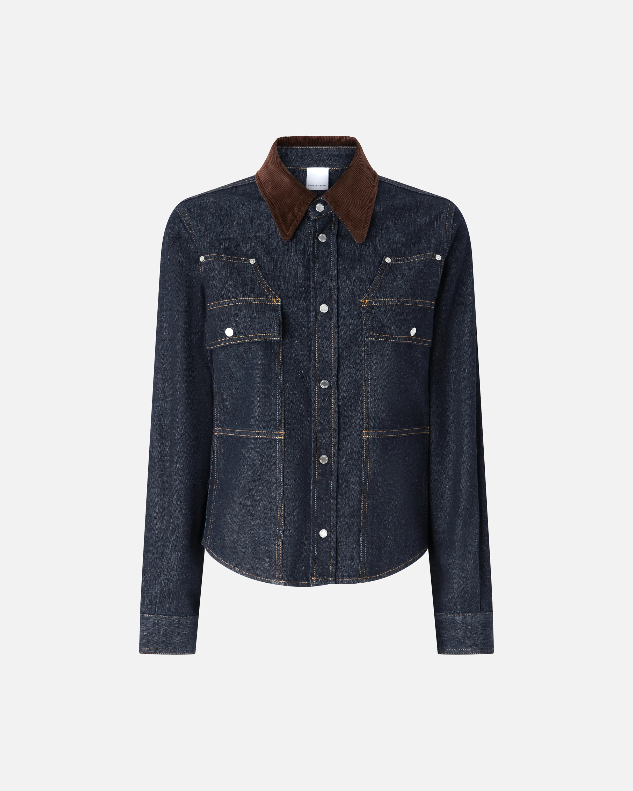 Chemise avec col en velours milleraies | Bleu