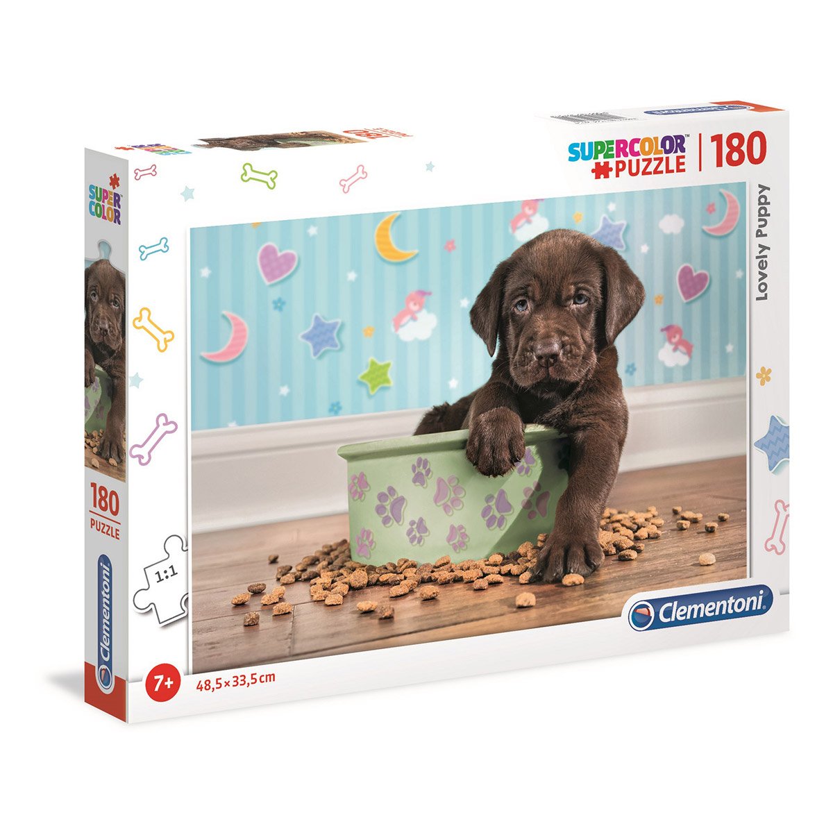 Puzzle SuperColor 180 pièces - Chiot et ses croquettes