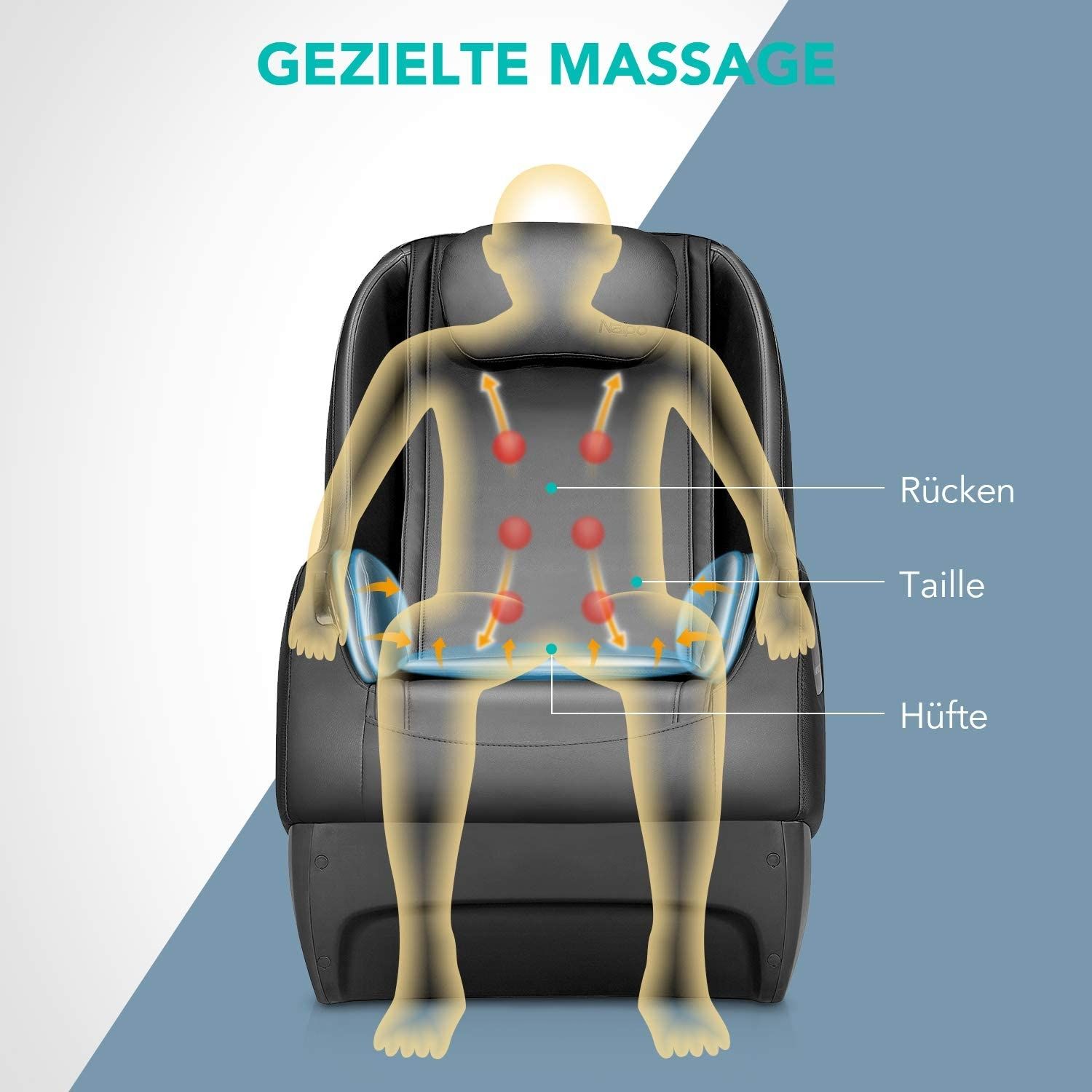 NAIPO Massagesessel Shiatsu Massagestuhl, Komplett montiert, Platzsparend, für Zuhause und Büro