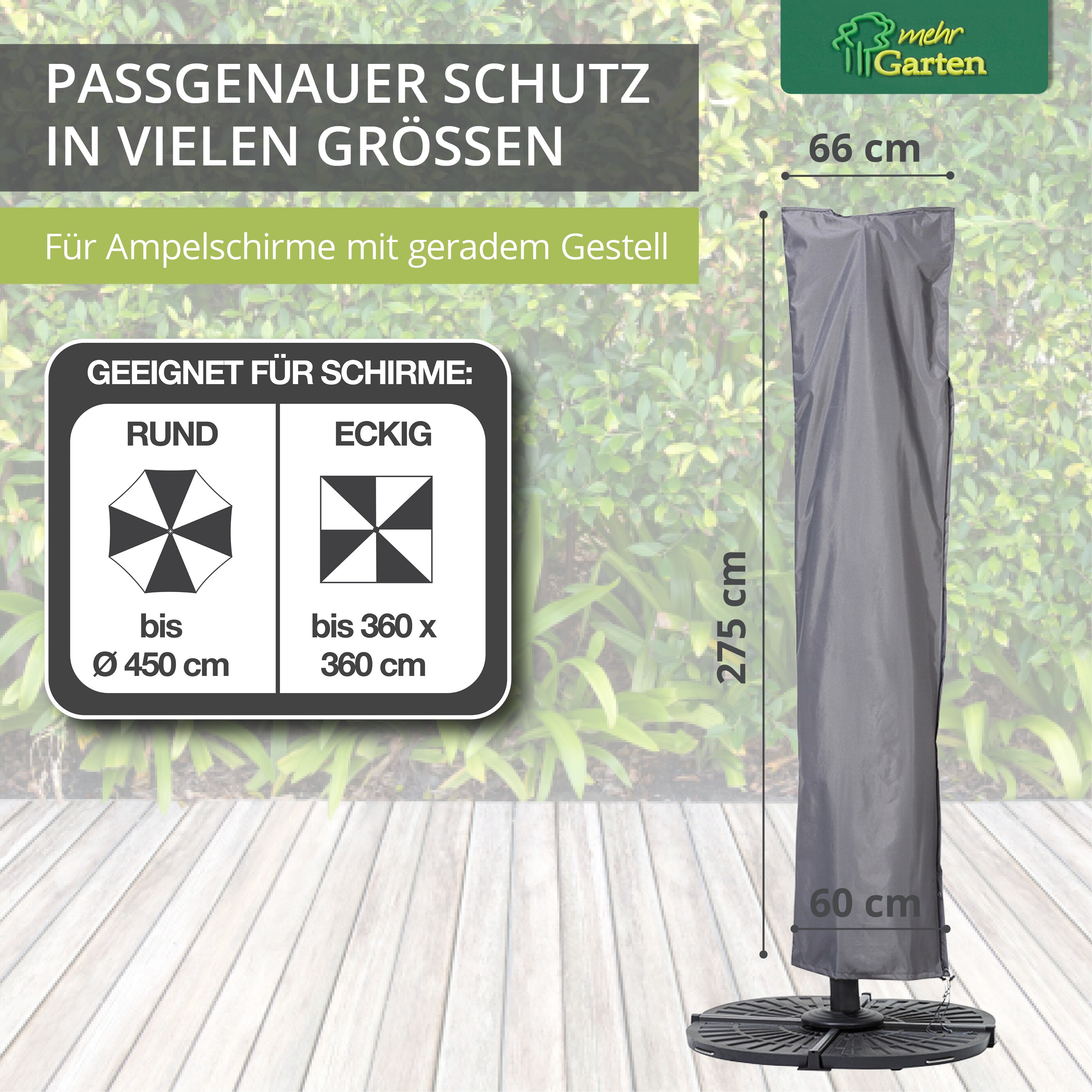 Premium Schutzhülle für Ampelschirm Gestell gerade