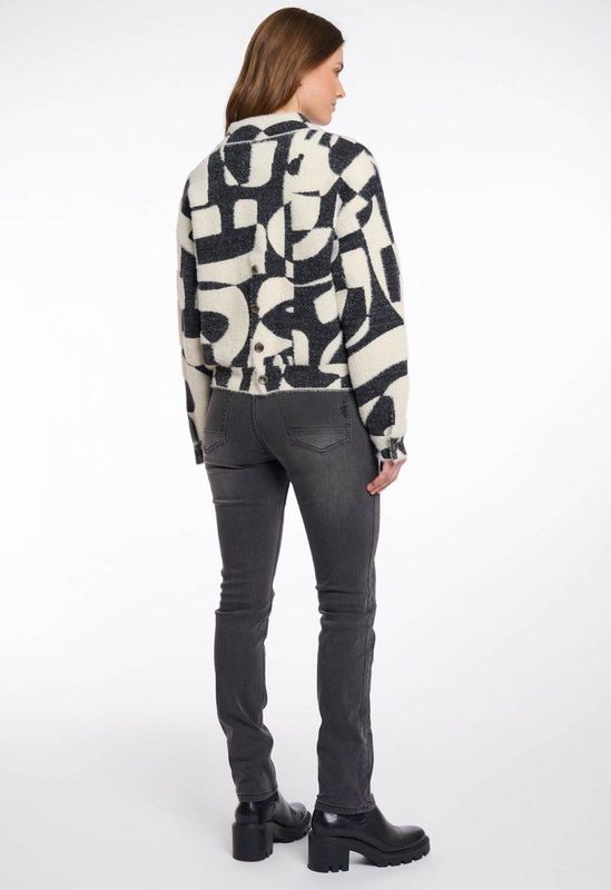 Rino&Pelle dames vest - Bubbly gebreid vest - zwarte print