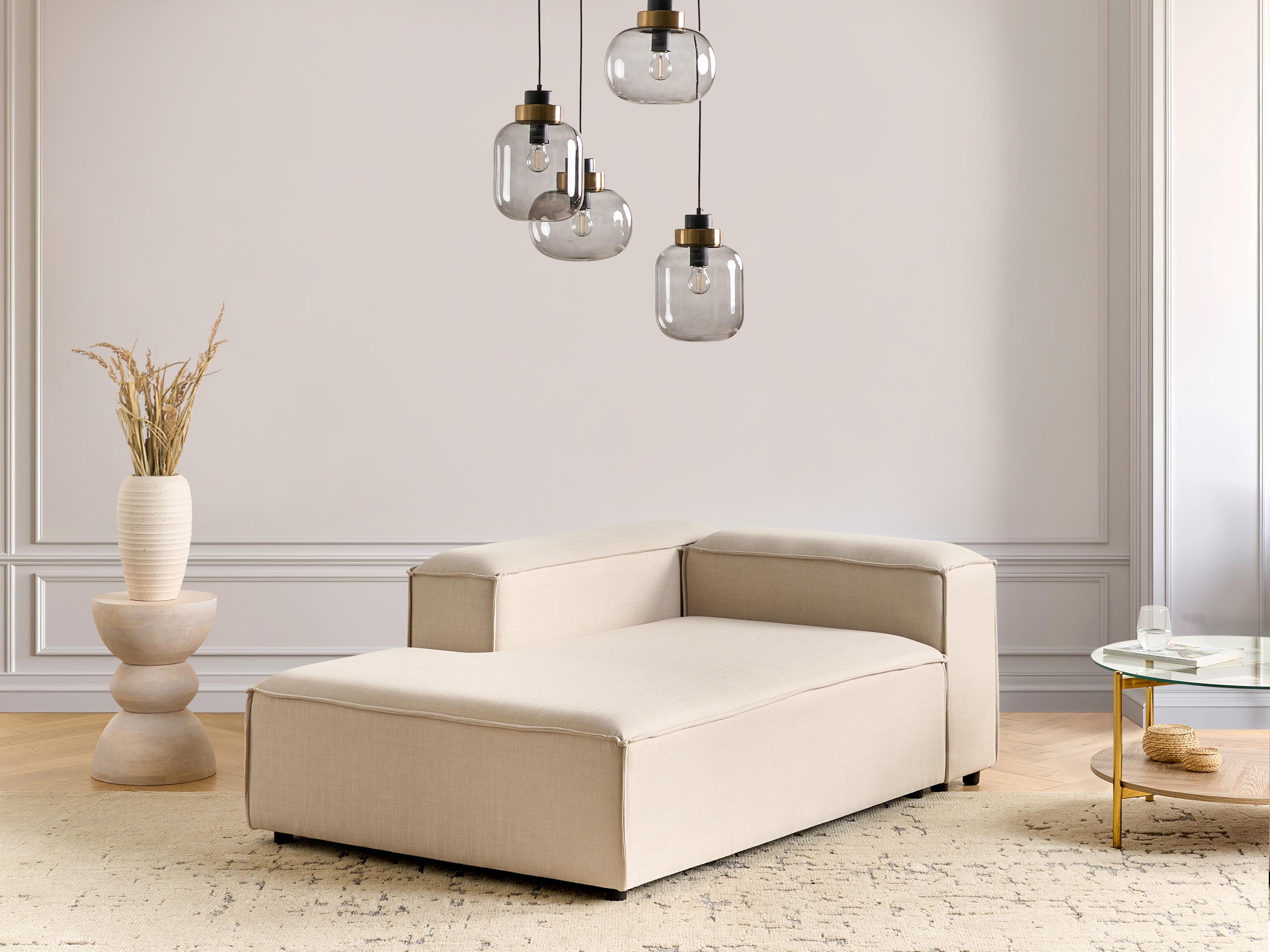 Rechtszijdige chaise longue ARDAL Stof Beige