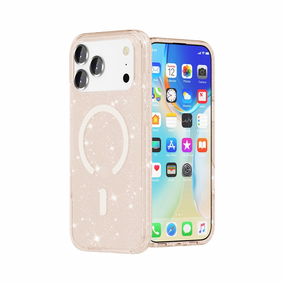 iPhone 17 Pro Max MagSafe Hybrid Hardcase Schutzhülle im Glitzer Design - Gold / Transparent