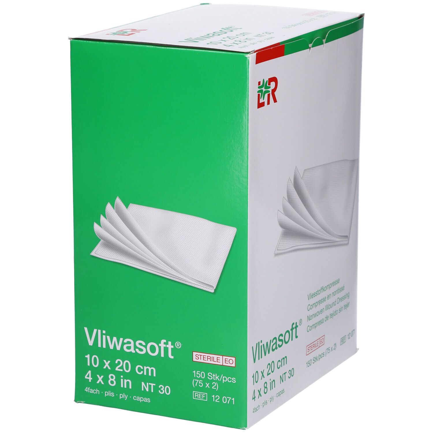 Vliwasoft® Vliesstoffkompresse 10 cm x 20 cm 4lagig steril