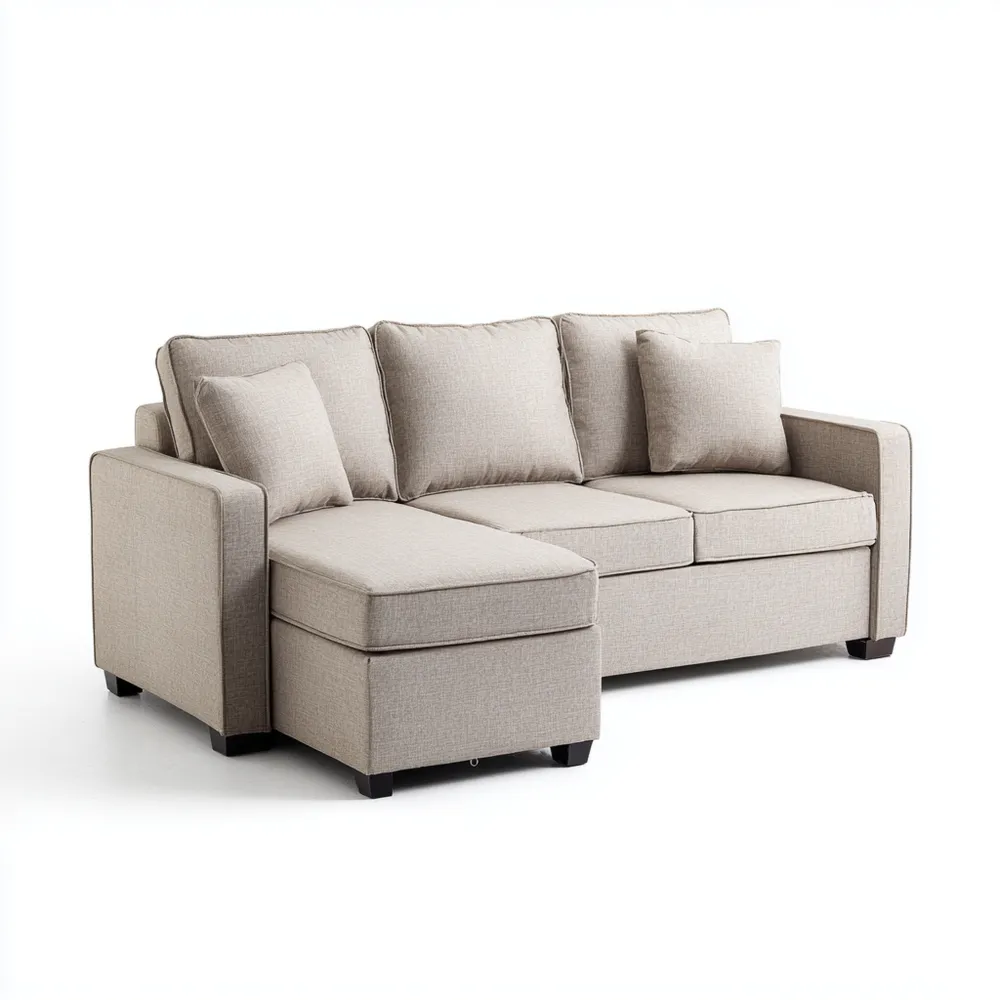Ecksofa Stoff 200x140x85 cm - Beige - Modernes Design